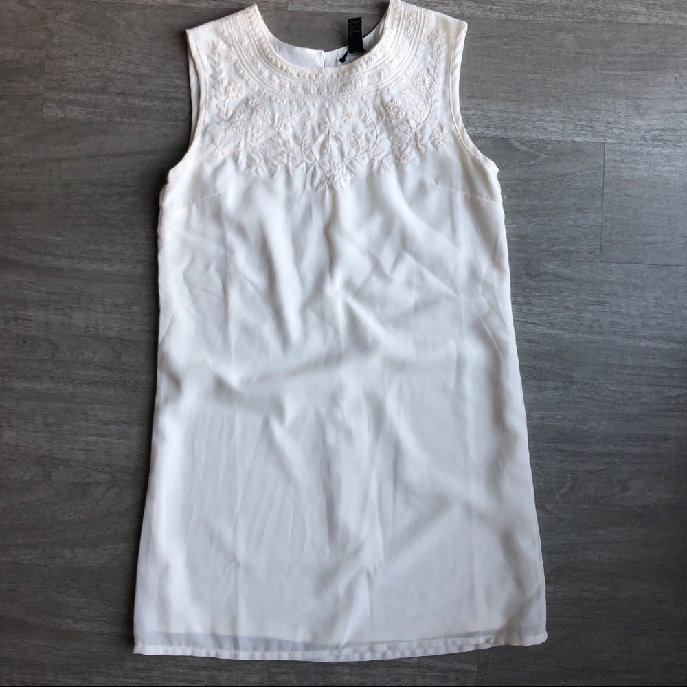 Forever 21 White Embroidered Shift Dress